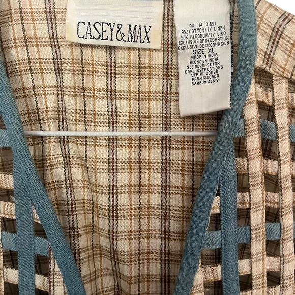 Vintage Open-Stitch Safari Animals Vest XL Cotton Linen Zoo - Picture 2 of 5